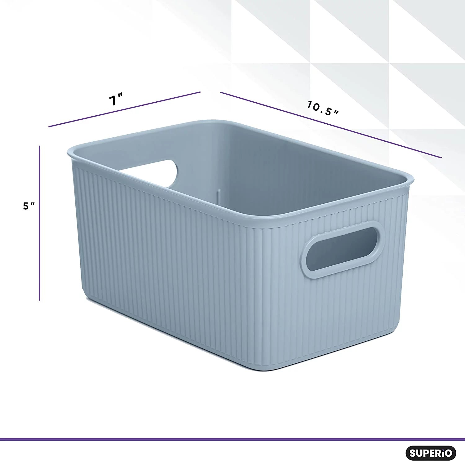 Ribbed Plastic Storage Basket Organizer (6 Pack), Stackable Closet Storage Bin, Blue, 5 Liter C6139