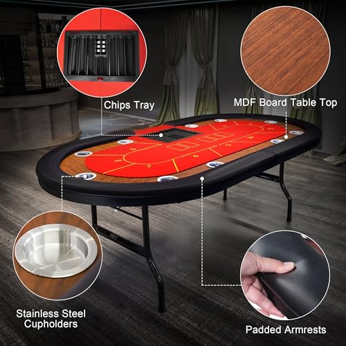 Foldable Blackjack Poker Table with Cup Holders G3690