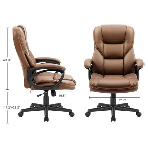 Office Executive Chair High Back Adjustable Swivel PU Leather with Lumbar Support I3854