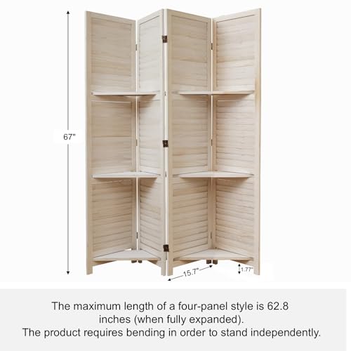 Folding Room Divider with Shelves, 6 Panels, Brown D785582