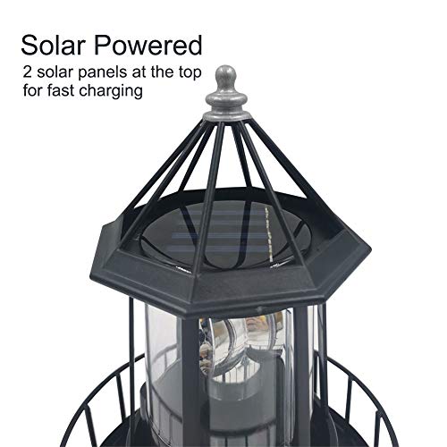 Solar LED Rotating Lighthouse Light, Waterproof for Garden, Courtyard, Lawn U753