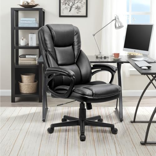 Office Executive Chair High Back Adjustable Swivel PU Leather with Lumbar Support I3854
