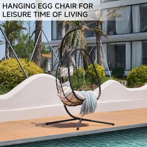 Outdoor Hanging Egg Chair with Stand and Cushion U91081