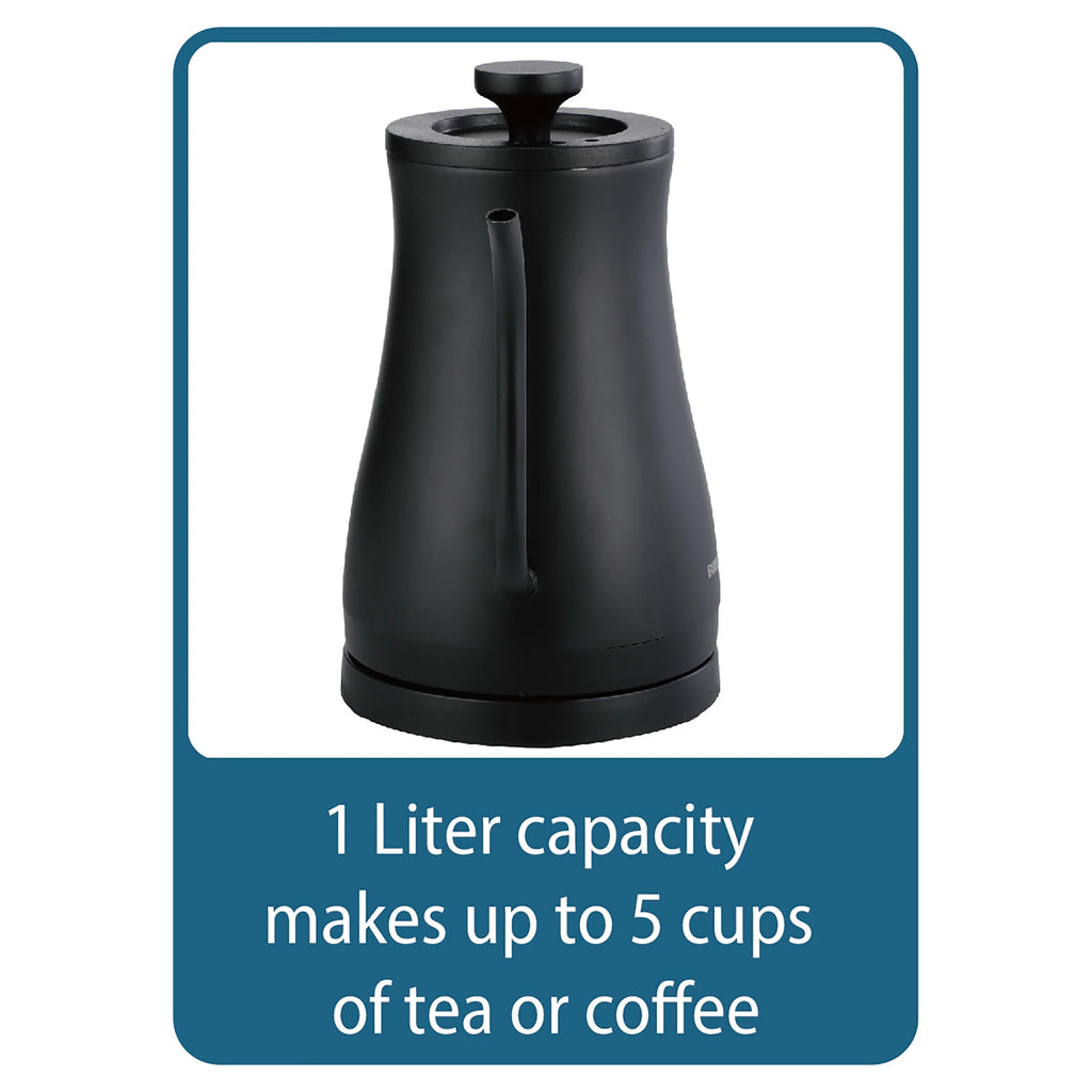 Gooseneck Electric Kettle, 1 Liter, Black W78645
