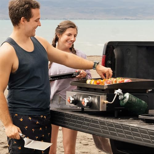 22" Tabletop Outdoor Griddle with Dual Stainless Steel Burners and Cover N8761
