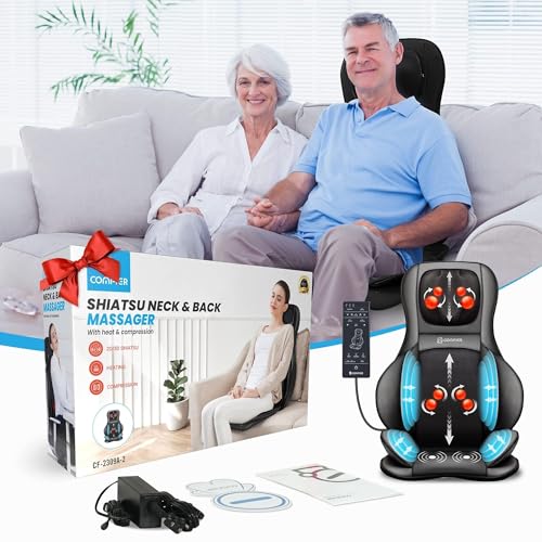 Shiatsu Neck Back Massager with Heat, 3D Kneading Massage Chair Pad, Adjustable Neck Massage, Seat Massager for Full Body Relaxation, Dark Gray D921543