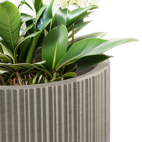 24 Inch Tall Concrete Planter with Drainage Hole for Patio or Porch N93751