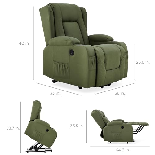 Electric Power Lift Recliner Massage Chair with Heat and USB Port, Brown M560374