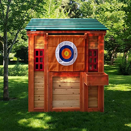 Outdoor Wood Playhouse for Kids with Mailbox and Bench D9530