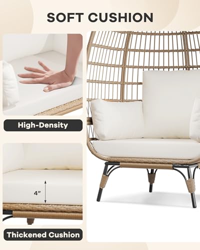 Wicker Egg Chair with Cushions and Ottoman L257