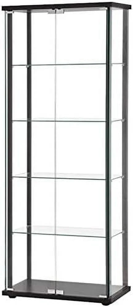 5 Shelf Glass Curio Cabinet in Black G1836