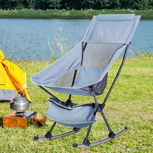 Folding Rocking Camping Chair, Portable Heavy Duty Outdoor, Supports 253lbs C2202