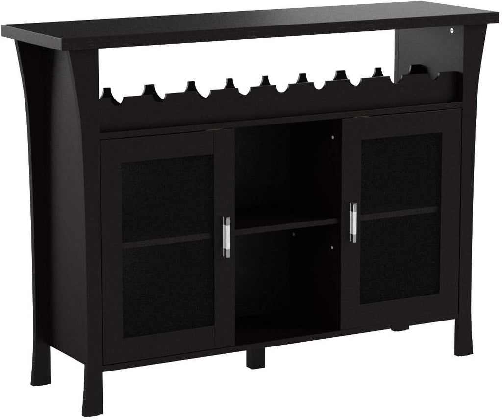 Wine Rack Buffet Server Console Table with Glass Doors A314