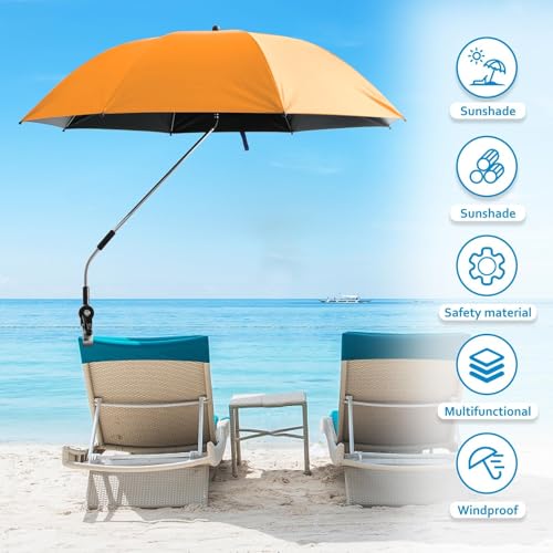 Chair Umbrella with Universal Clamp, Adjustable 42 inch, UPF 50+ X13365