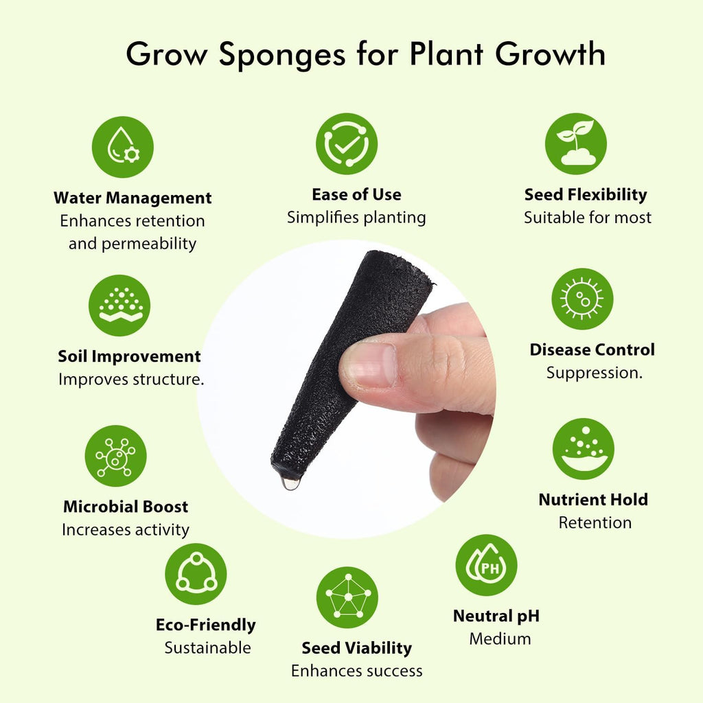 Hydroponic Grow Sponges Kit - 50 Pack Seed Starter Pods for Indoor Garden T8190