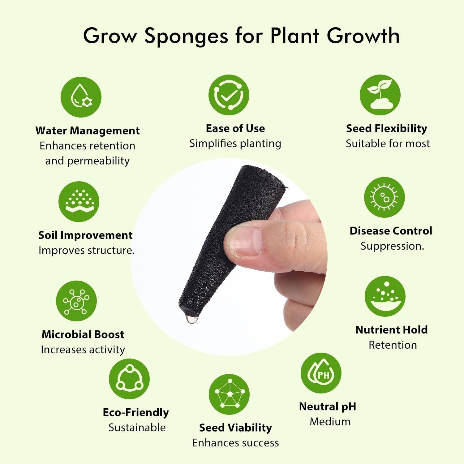 Hydroponic Grow Sponges Kit - 50 Pack Seed Starter Pods for Indoor Garden T8190