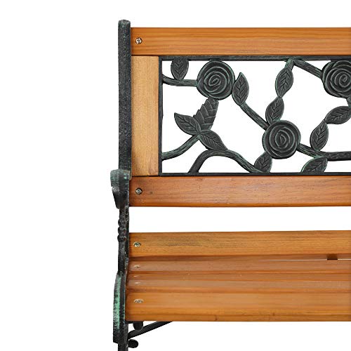 Outdoor Garden Bench with Cast Iron and Hardwood Frame C284