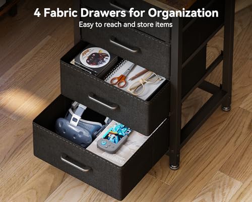 L Shaped Desk with 4 Tier Drawers, Power Outlets & USB, Corner Computer Desk with CPU Stand U4256