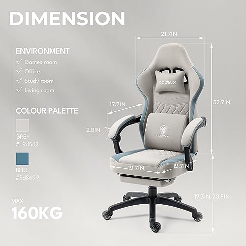 Gaming Chair with Breathable Fabric, Pocket Spring Cushion and Footrest H620