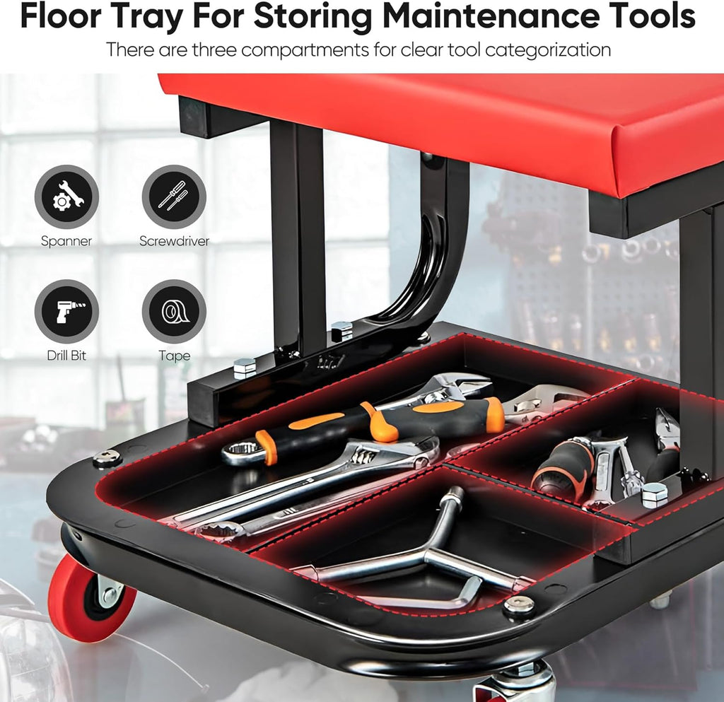 Garage Roller Seat with Tool Tray, Heavy Duty Mechanic Creeper, 250 LBS Capacity A890