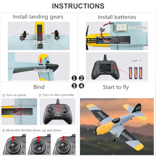 3 Channel RC Plane Ready to Fly, 2.4GHz 6-axis Gyro, Easy for Kids & Beginners S2942