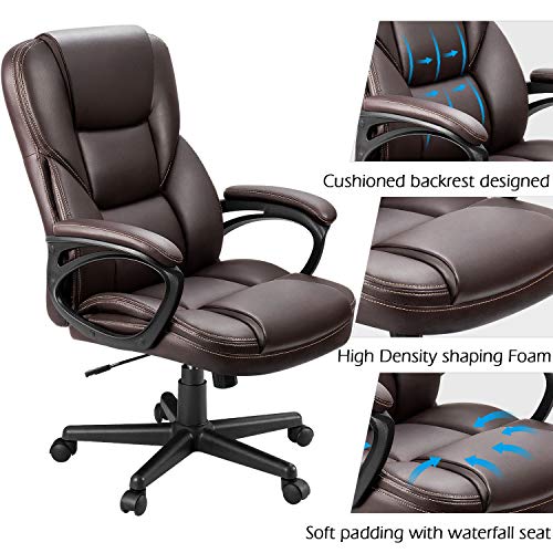 Office Executive Chair High Back Adjustable Swivel PU Leather with Lumbar Support I3854