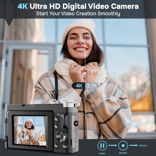 4K 48MP Digital Camera for Photography and Vlogging with Flip Screen M29302