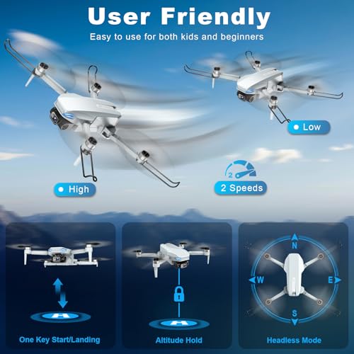 Foldable 2K HD FPV Drone with Brushless Motor for Kids and Beginners T556811