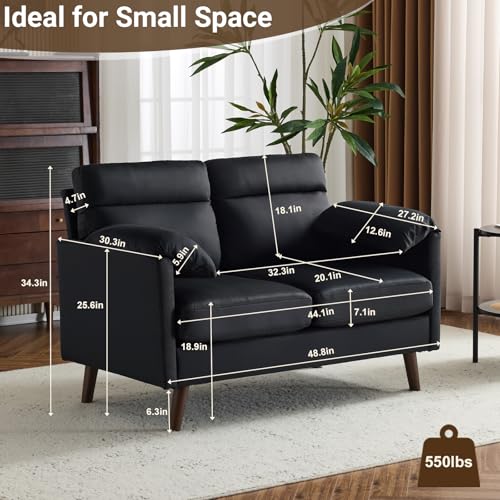 Mini Loveseat Sofa Couch with Suede Upholstery for Small Spaces, Beige S268011