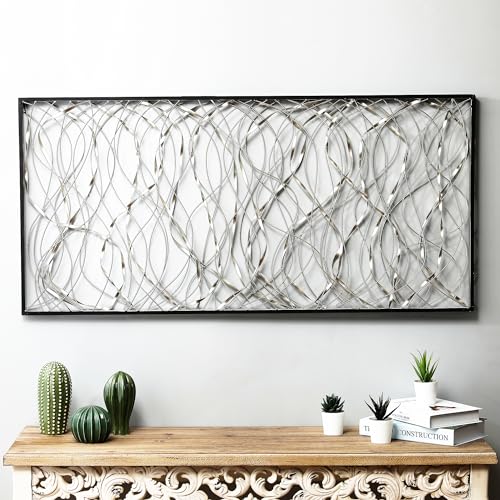 LuxenHome Metal Wall Art, 46" Black Wall Decor, Luxury Living Room Wall Decor, Metal Branch Wall Decor, Modern Hanging Black Metal Wall Decoration, Large Wall Art Decor, Wall Sculptures Home Decor,