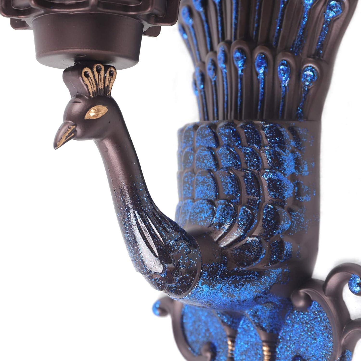Peacock Wall Light Sconces, Metal and Glass Stained LED Antique Wall Lamp X6540