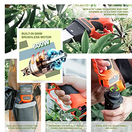 Cordless Electric Pruner Kit with 1.6 Inch Pruning Shears and 5 Inch Handheld Chain Saw H131