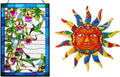VEWOGARDEN Hummingbird Stained Glass Window Hangings, Suncatcher Panel with Chain + 12.7 Inches Metal Sun Wall Art Decor Hanging