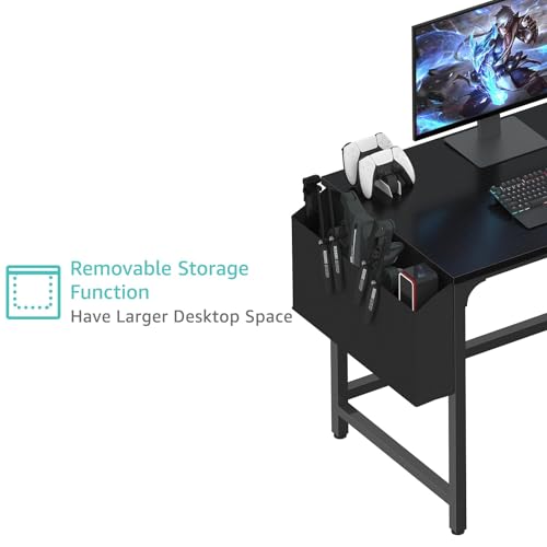 Computer Desk with Fabric Drawers, 40 Inch Reversible Gaming Desk for Small Space Home Office D876
