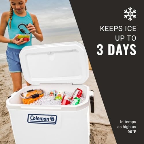 Marine Cooler with Insulated UV Guard Lid, Keeps Ice for 3+ Days, 52qt/100qt/120qt Options J173
