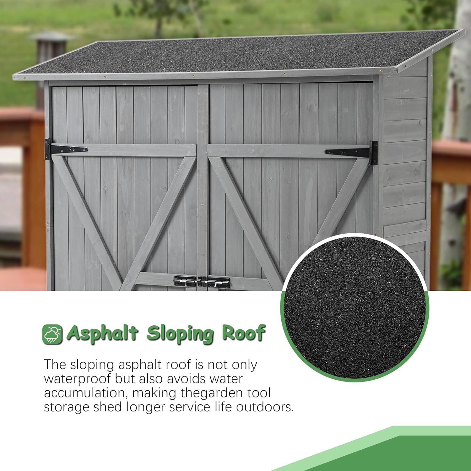 Outdoor Storage Shed, Wood Garden Cabinet with 2 Lockable Doors and Shelves E220316