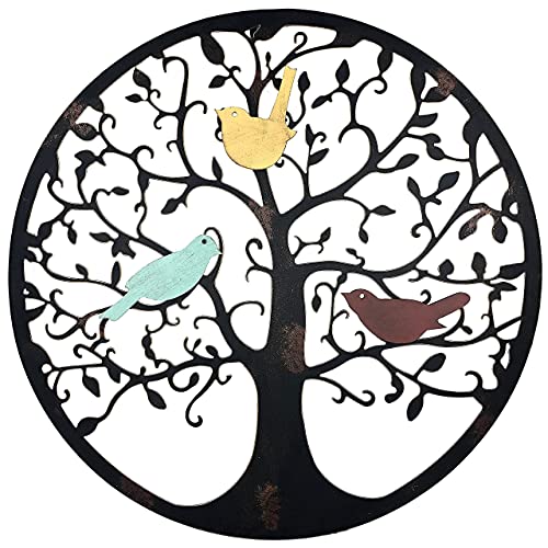 Remenna Metal Wall Art-Tree of Life Wall Decor 23inch Family Tree Metal Wall Hanging Bedroom Living Room Decor Outdoor Decoration (black)