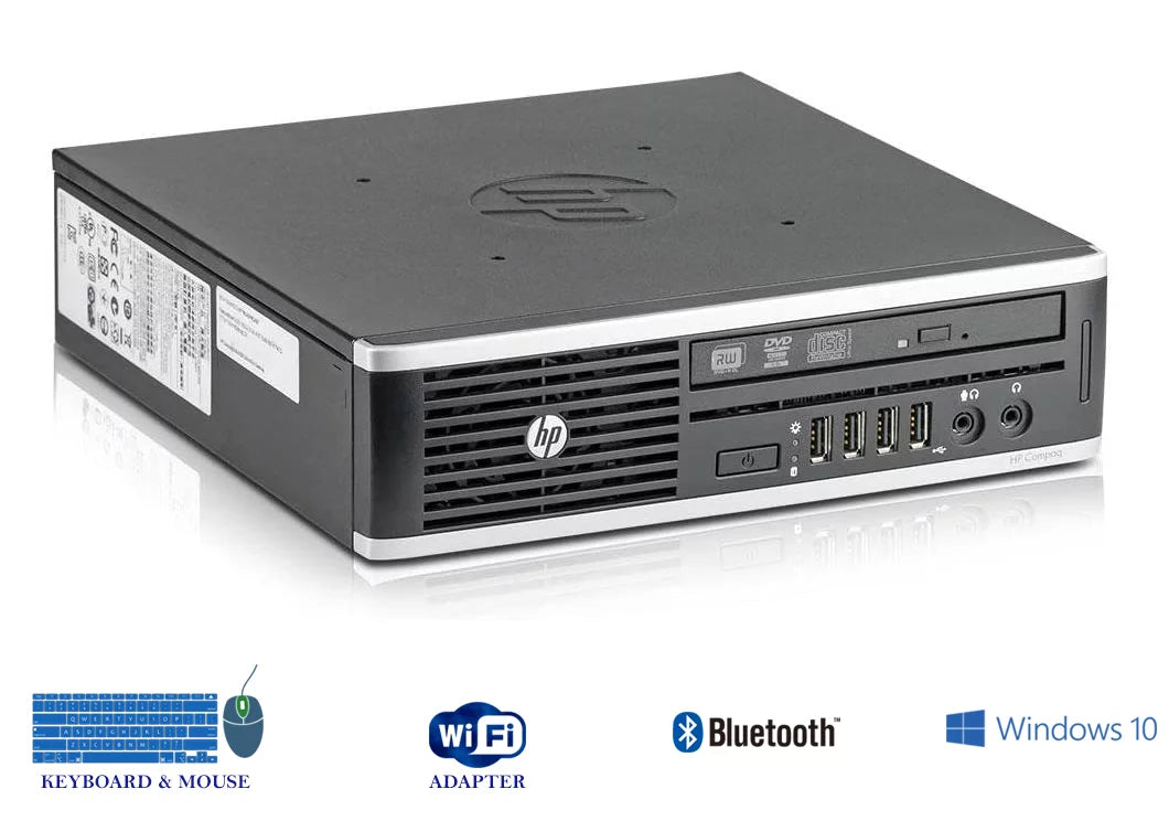 Refurbished Ultra Slim Mini Desktop Computer, Core i5, 8GB RAM, 500GB HDD, Dual 17" LCD, WiFi, Bluetooth, Win10 Home D265