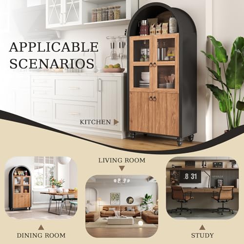Kitchen Pantry Cabinet with 4 Doors and 1 Drawer, Freestanding Storage Cupboard L190261
