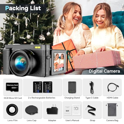4K 48MP Digital Camera for Photography and Vlogging with Flip Screen M29302