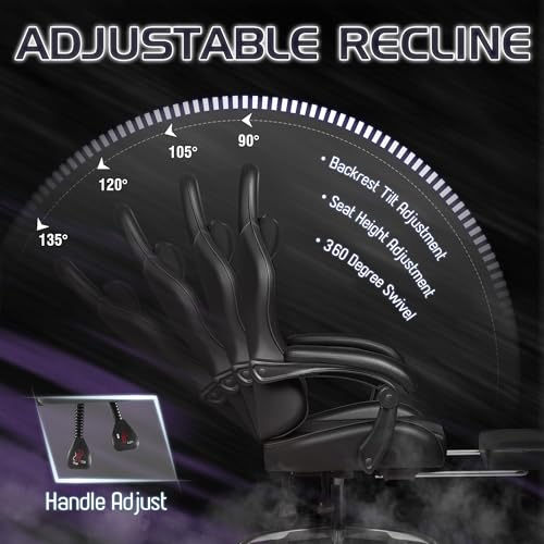 Gaming Chair with Footrest and Massage Lumbar Support J131131