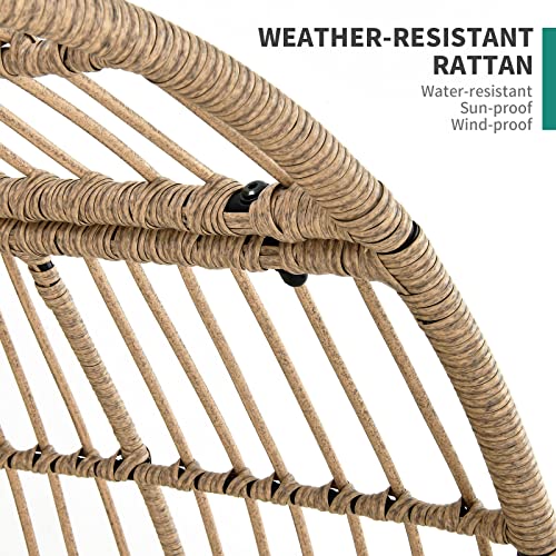 Rattan Egg Chair with Ottoman, Indoor Outdoor Wicker Chair with Footrest, 5 Cushions F541