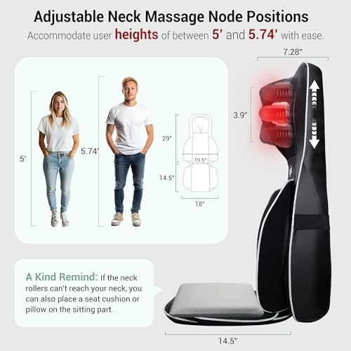 3D Shiatsu Neck and Back Massager with Heat for Chair U9478