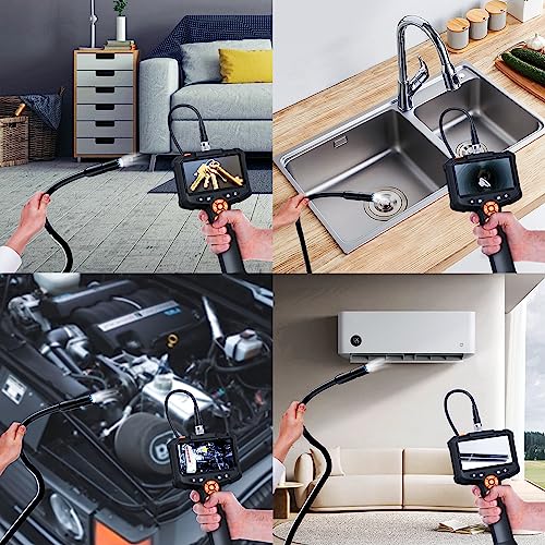 1080P HD Borescope with 8 Adjustable Lights, 16.4ft Semi-Rigid Snake Camera, IP67 Waterproof J638712