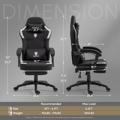 Fabric Gaming Chair with Pocket Spring Cushion and Footrest V343974