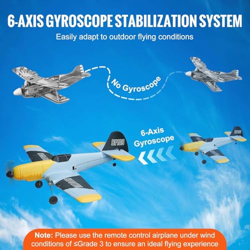 RC Airplane, 2.4GHz 2 Channel Remote Control Aircraft with 6-Axis Gyro, Red J366