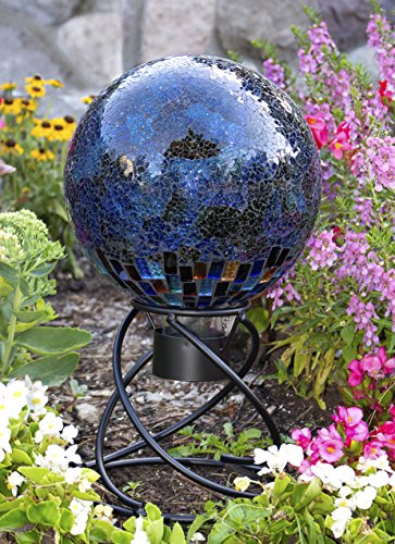 Mosaic Glass Gazing Globe, Sun-Moon, Outdoor Décor F830