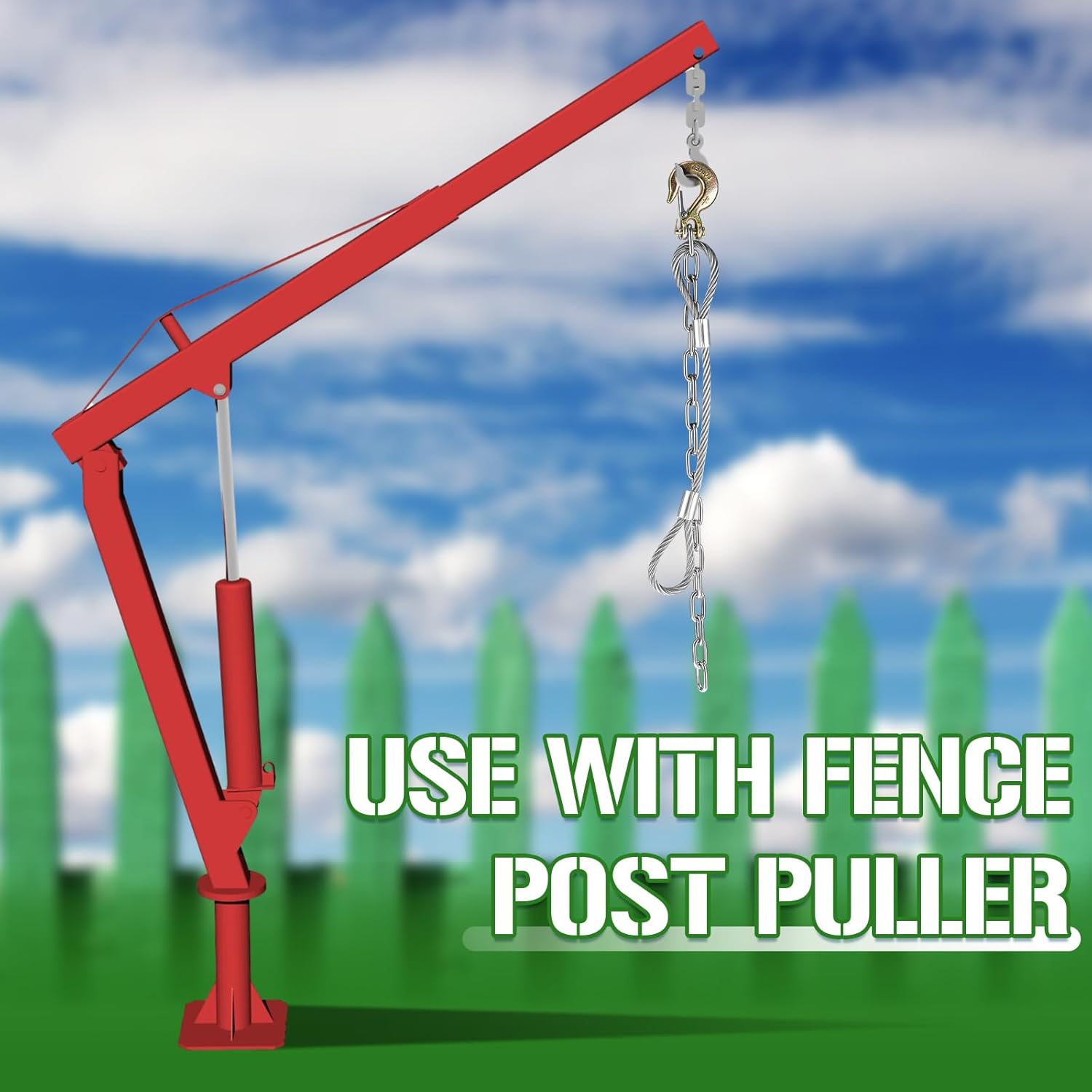 Heavy Duty Fence Post Puller Tool with Chain and Slip Hook, 42 Inches L44684