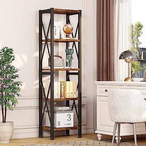 3 Tier Industrial Bookcase, Rustic Etagere Bookshelf for Living Room U5786