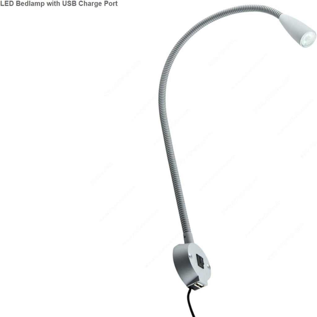 LED Bed Lamp with USB Charger Port, Gooseneck Reading Light, 3-Way Switch T6830